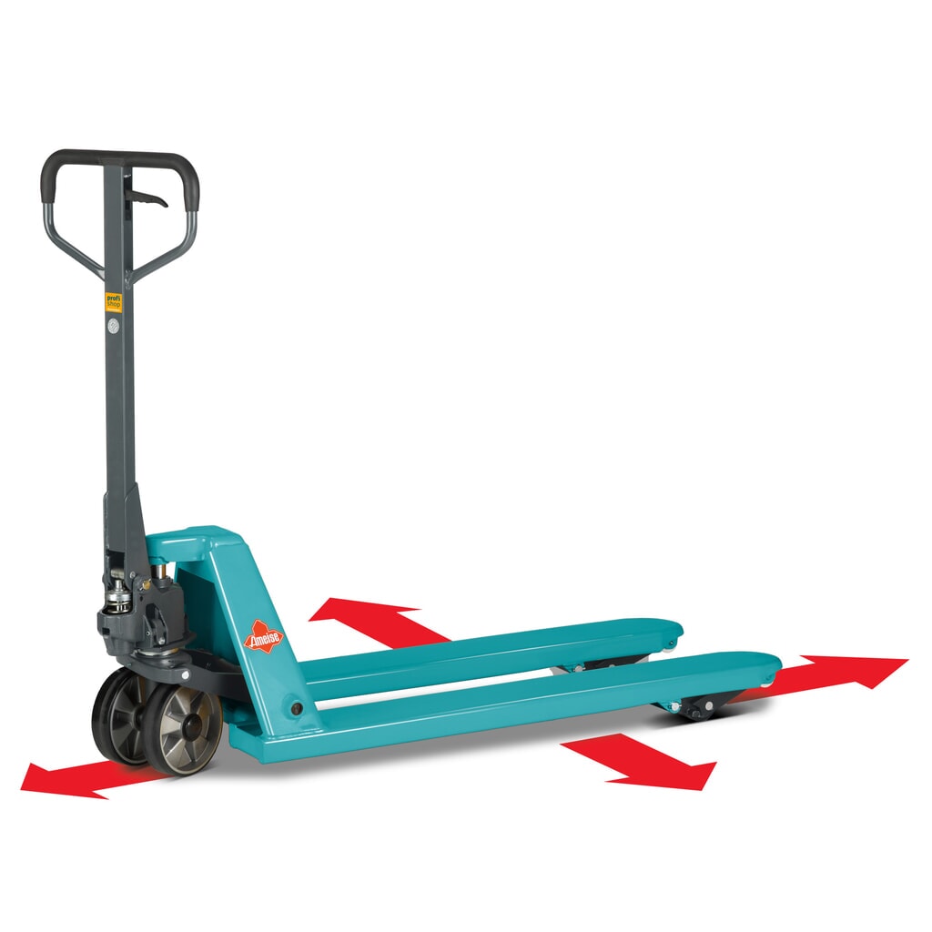 Obrázok výrobku: 4-cestný ručný paletový vozík Ameise® PTM 2.5 Cross, nosnosť 2500 kg/1500 kg, dĺžka vidlíc 1150 mm, polyuretán