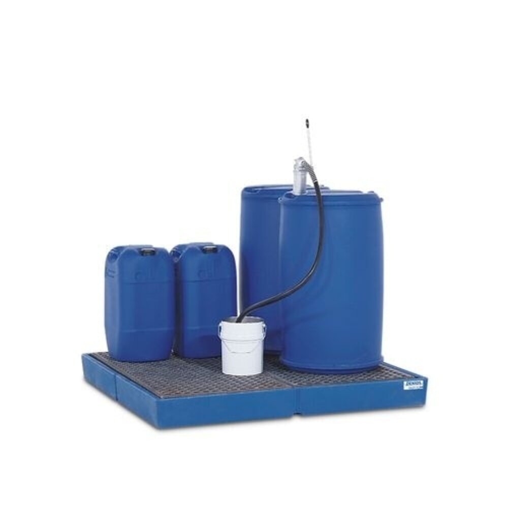 Číslo obrázka výrobku 1: Denios podlahová záchytná vaňa classic-line z PE, jednodielna, s mriežkovaným roštom z PE, v × š × h 150 × 1 500 × 1500 mm