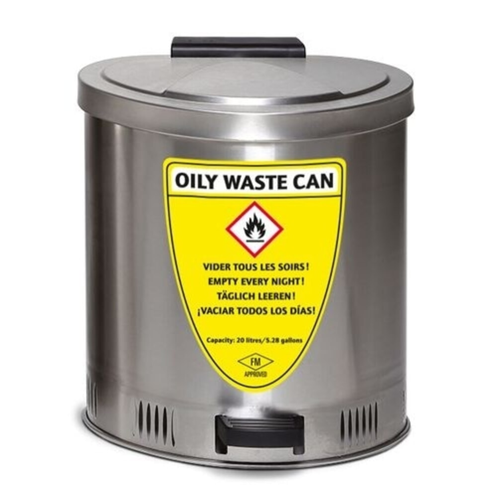 Obrázok výrobku: Denios bezpečnostná nádoba na odpad z nehrdzavejúcej ocele, s tlmením veka, objem 20 l