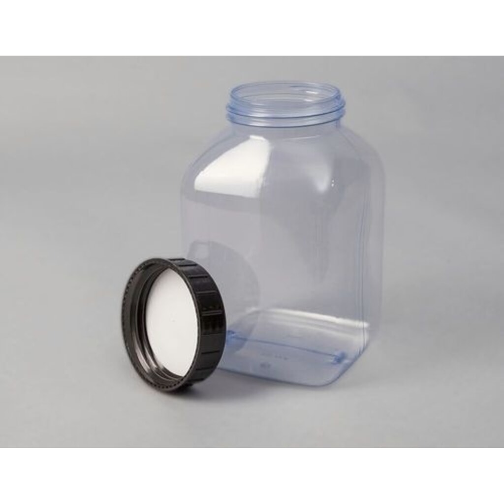 Číslo obrázka výrobku 1: Denios fľaše so širokým hrdlom z PVC, štvorcové, priehľadné, 2000 ml, 6 kusov