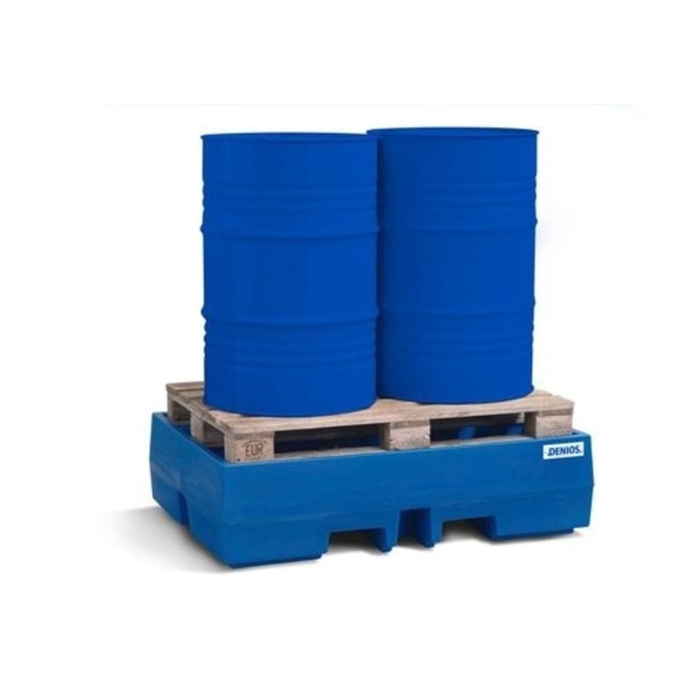 Číslo obrázka výrobku 2: Denios záchytná vaňa classic-line z PE pre 2 sudy, bez mriežkovaného roštu, záchytný objem 270 l, v × š × h 350 × 900 × 1300 mm