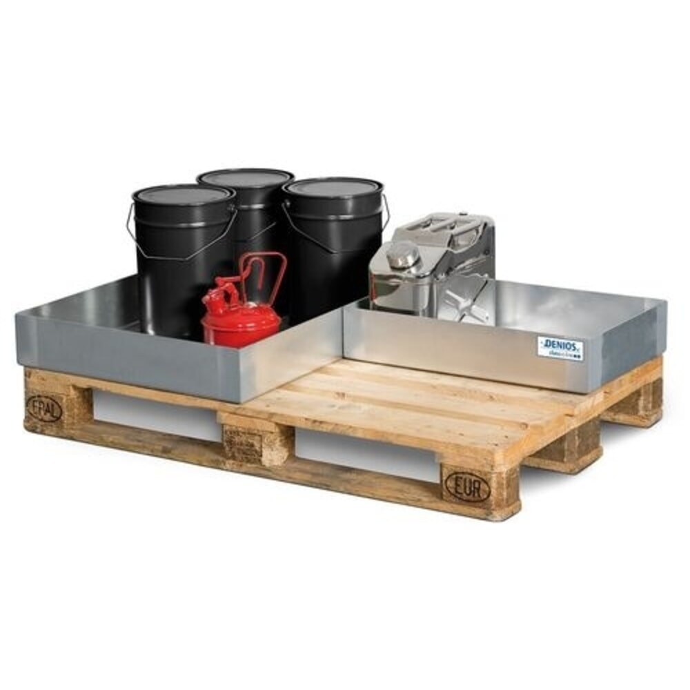 Číslo obrázka výrobku 2: Denios záchytná vaňa na malé obaly classic-line z pozinkovanej ocele, záchytný objem 20 l, v × š × h 120 × 400 × 600 mm