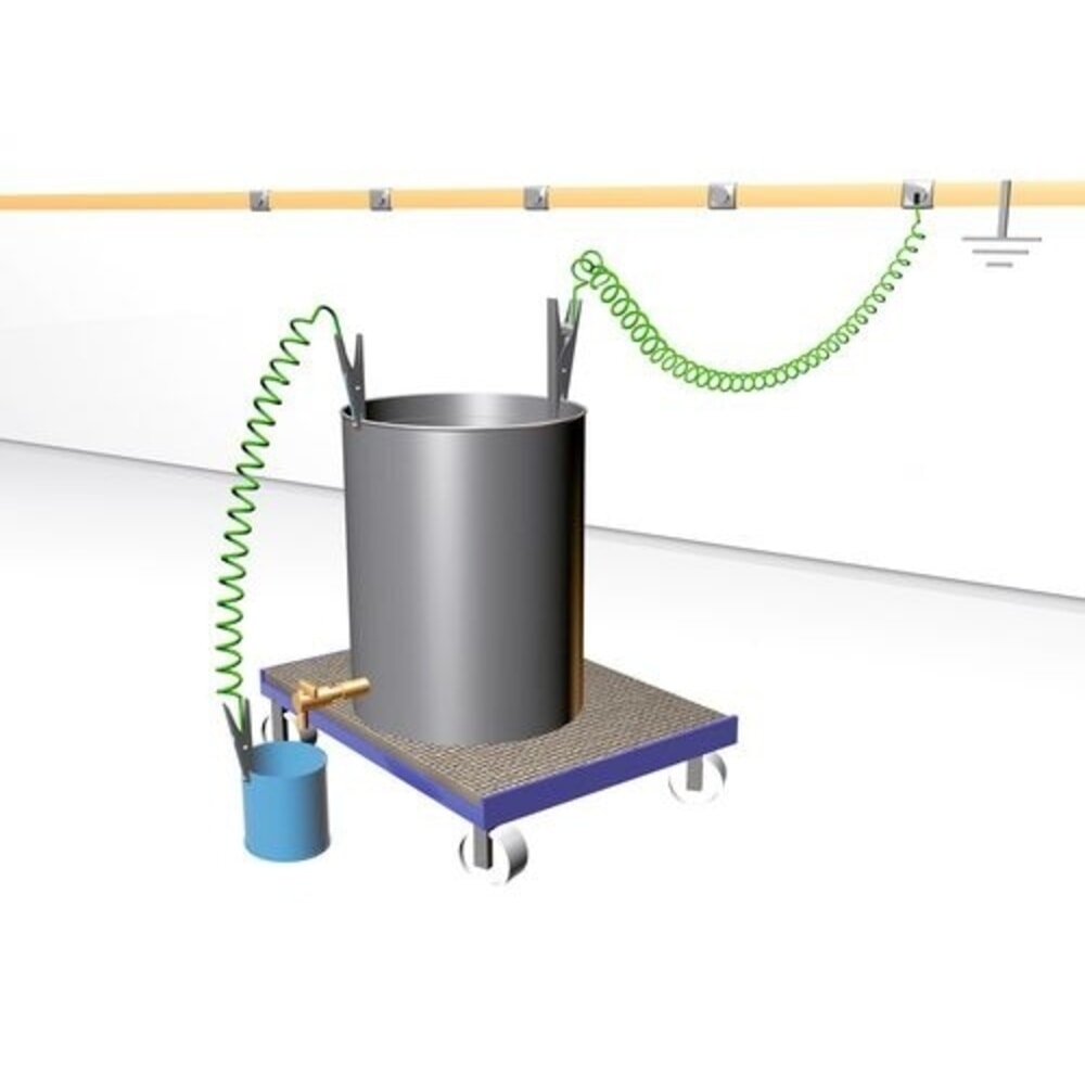 Číslo obrázka výrobku 2: Denios špirálový uzemňovací kábel, 1 uzemňovacia svorka z nehrdzavejúcej ocele MD 120 mm, dĺžka 3 m, ATEX