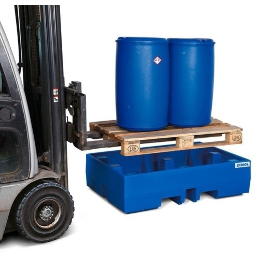 Číslo obrázka výrobku 3: Denios záchytná vaňa classic-line z PE pre 2 sudy, bez mriežkovaného roštu, záchytný objem 270 l, v × š × h 350 × 900 × 1300 mm