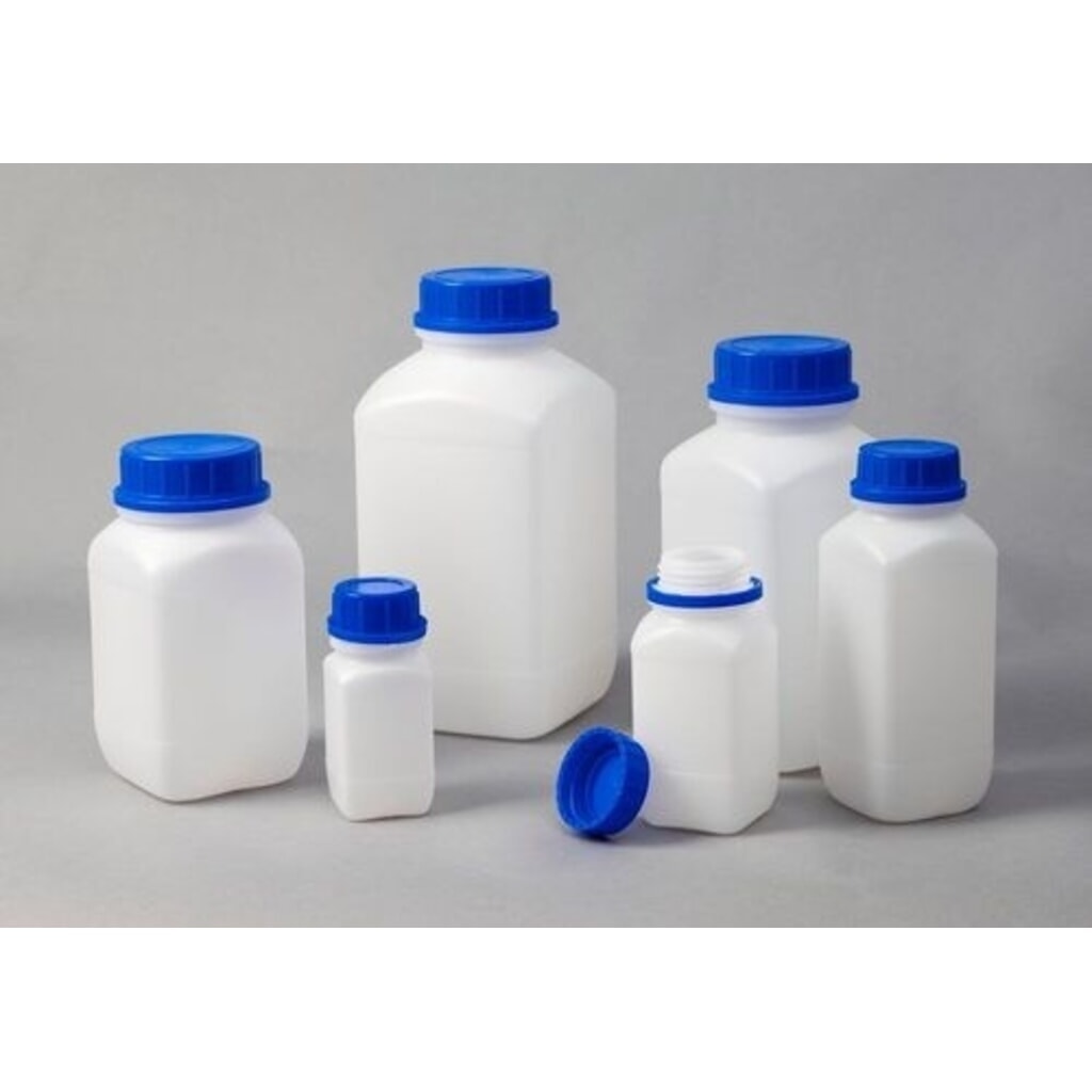 Číslo obrázka výrobku 3: Denios fľaše so širokým hrdlom z HDPE, štvorcové, priehľadné, 1500 ml, UN, 6 kusov
