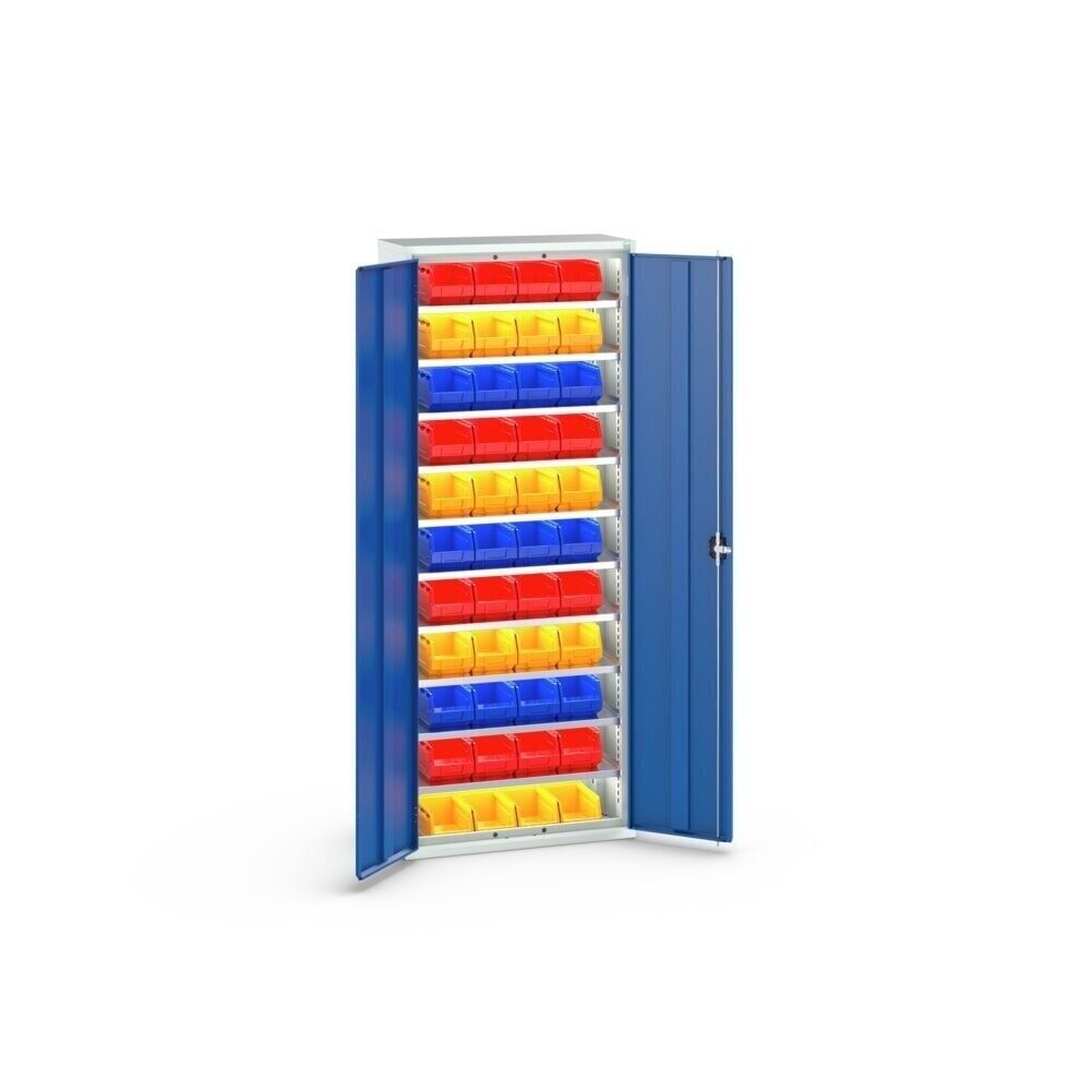 Číslo obrázka výrobku 3: Skriňa na zásobníky bott verso, so 10 policami a 44 prehľadnými skladovacími boxami, š × h × v: 800 × 350 × 2 000 mm