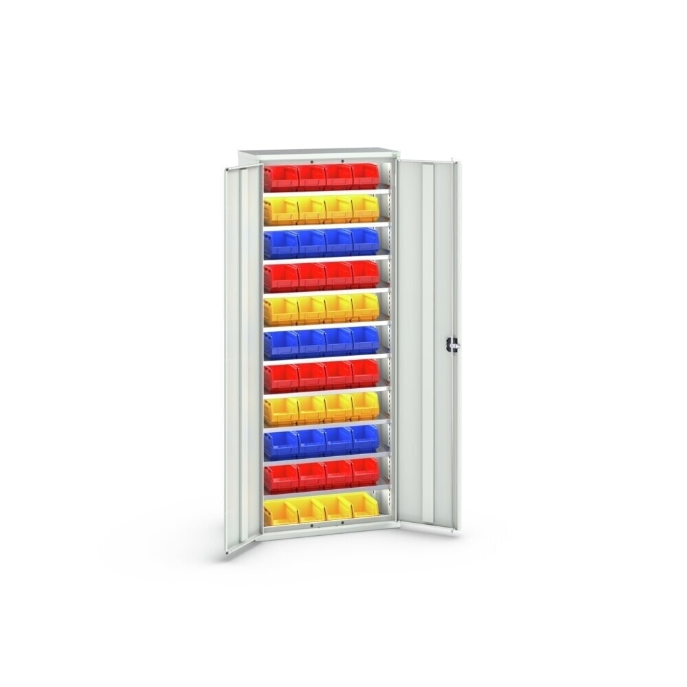 Číslo obrázka výrobku 3: Skriňa na zásobníky bott verso, so 10 policami a 44 prehľadnými skladovacími boxami, š × h × v: 800 × 350 × 2 000 mm