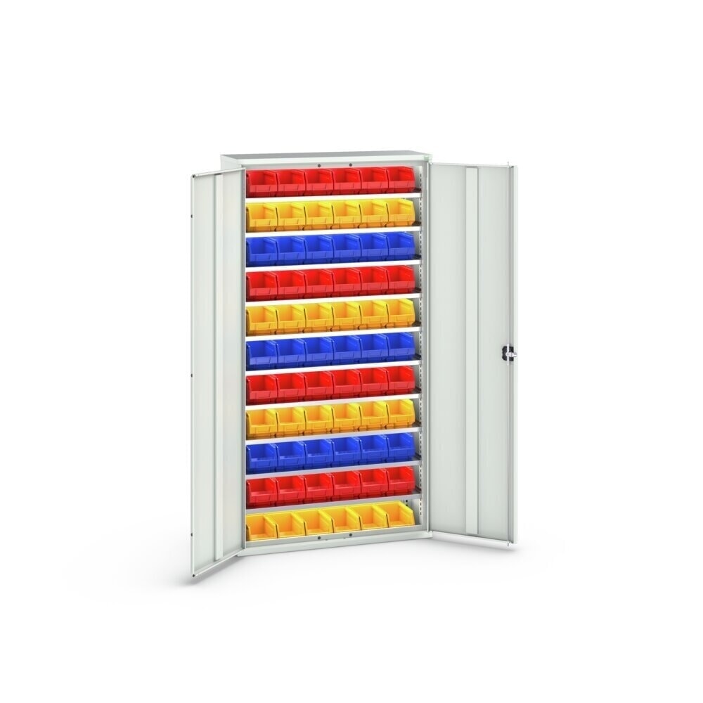 Číslo obrázka výrobku 3: Skriňa na zásobníky bott verso, so 10 policami a 66 prehľadnými skladovacími boxami, š × h × v: 1 050 × 350 × 2 000 mm