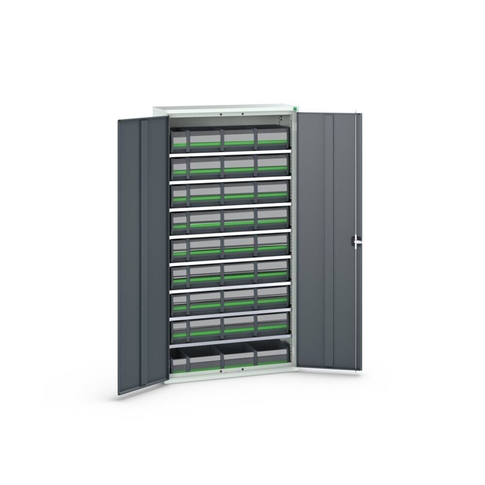 Číslo obrázka výrobku 3: Skriňa na zásobníky bott verso, s 8 policami a 36 prehľadnými skladovacími boxami, š × h × v: 1 050 × 350 × 1 000 mm