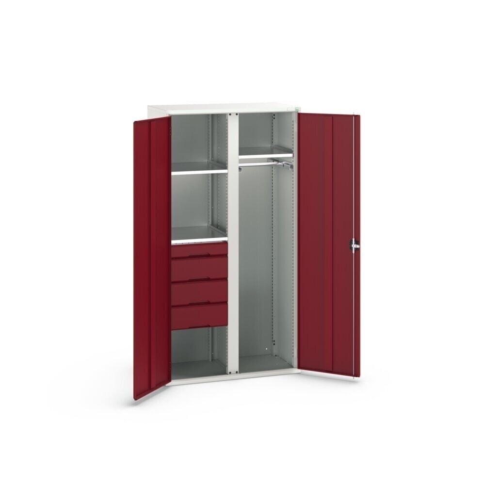 Číslo obrázka výrobku 3: Skriňa s krídlovými dverami bott verso so 4 zásuvkami, s 3 policami a 1 tyčou na oblečenie, š × h × v: 1 050 × 550 × 2 000 mm