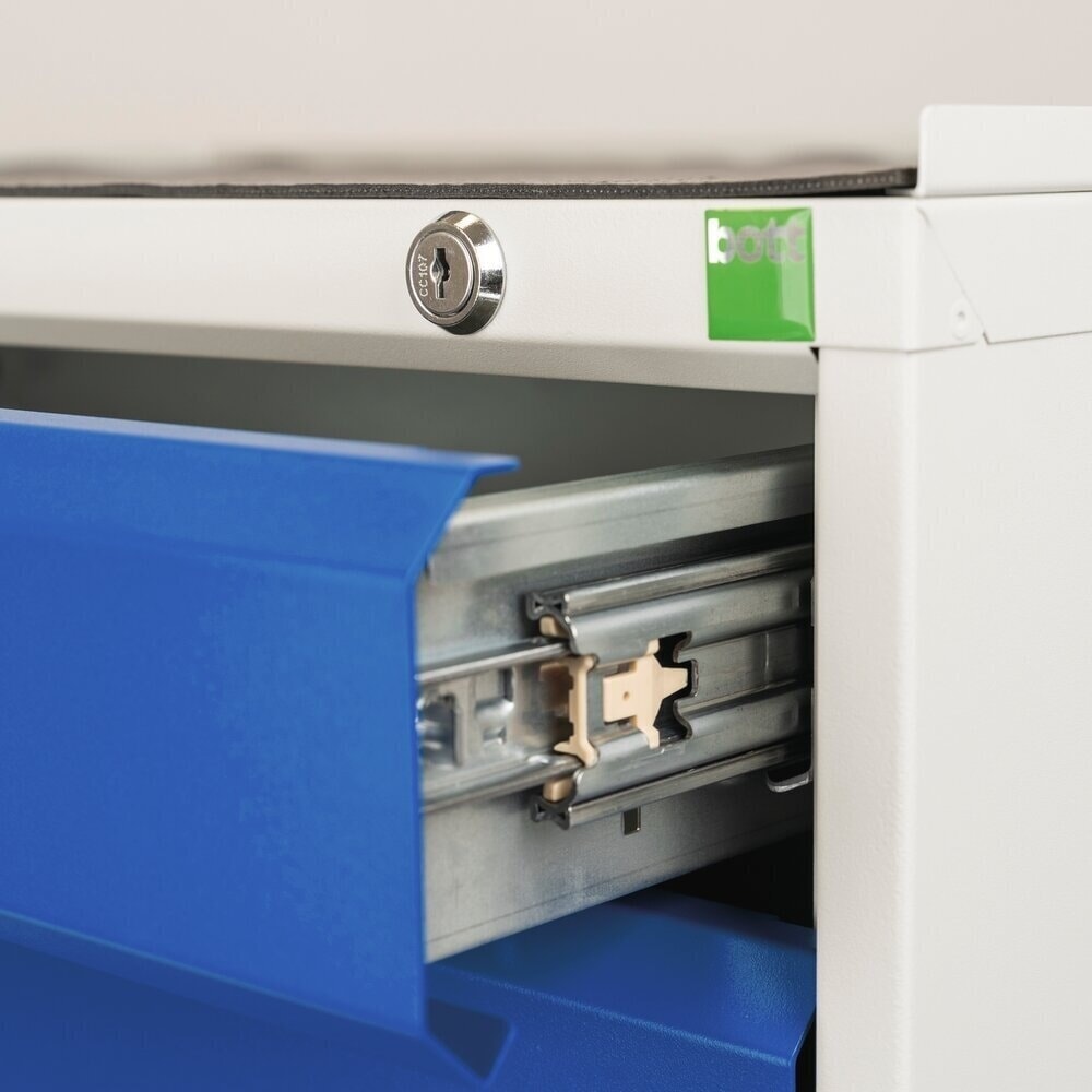 Číslo obrázka výrobku 4: Mobilná zásuvková skriňa bott verso s 6 zásuvkami a vyvýšeným okrajom, š × h × v: 1 050 × 550 × 965 mm