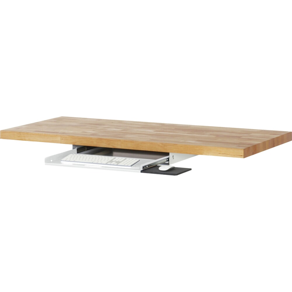 Obrázok výrobku: Vysúvateľný priečinok na klávesnicu pre baliaci stôl RAU, v svetlosivej farbe, v × š × h 85 mm × 640 mm × 485 mm