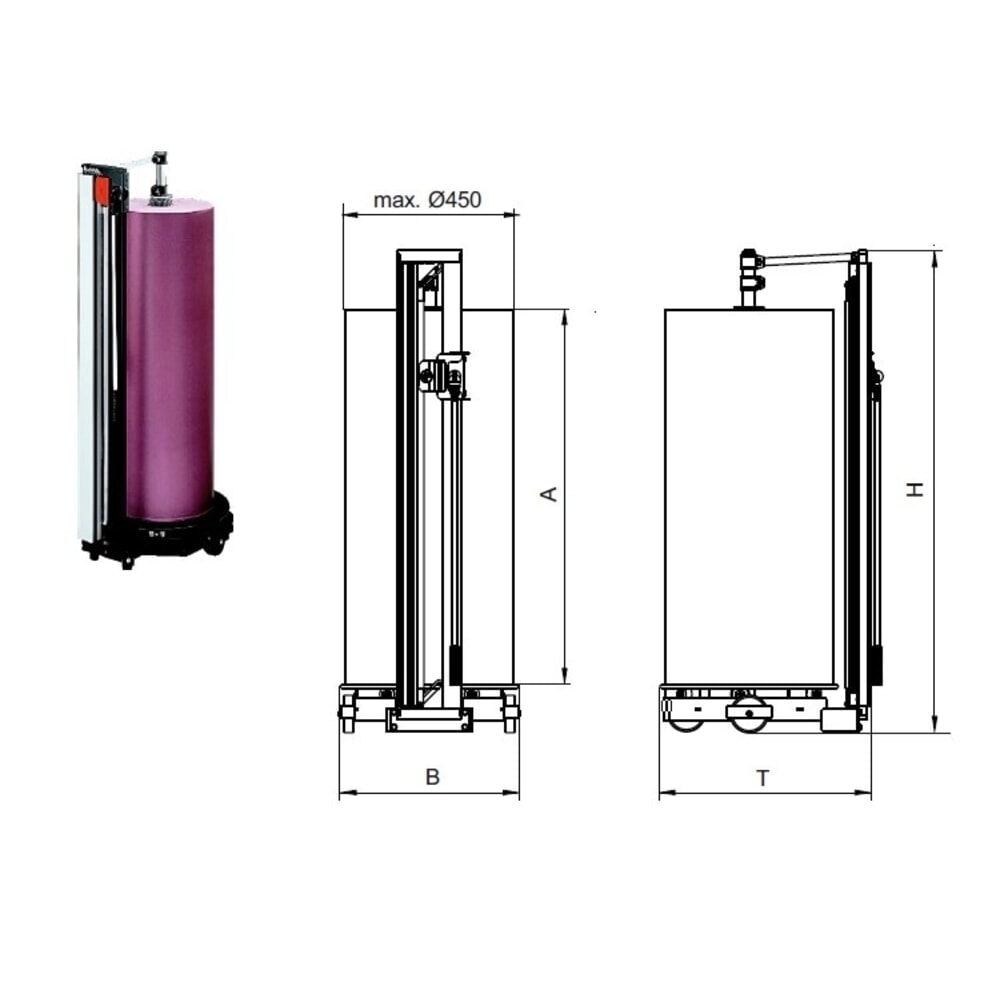 Číslo obrázka výrobku 4: Rezný stojan vertikálny, max. 200 kg, priemer valca max. 450 mm, šírka rezu 1.000 mm