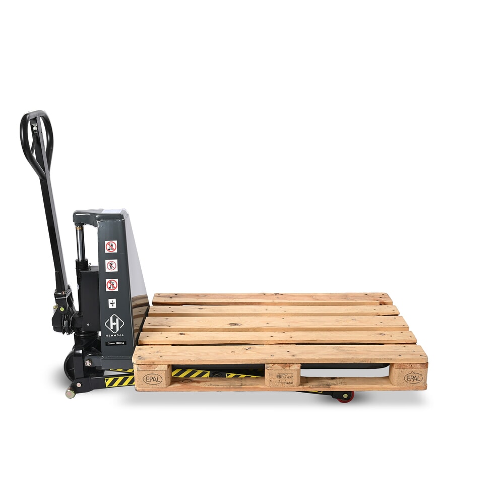 Číslo obrázka výrobku 10: Nožnicový zdvíhací stôl HEMMDAL PTM 1.0 Scissor, nosnosť 1 000 kg, dĺžka vidlíc 1 150 mm, polyuretán, jednoduché koliesko