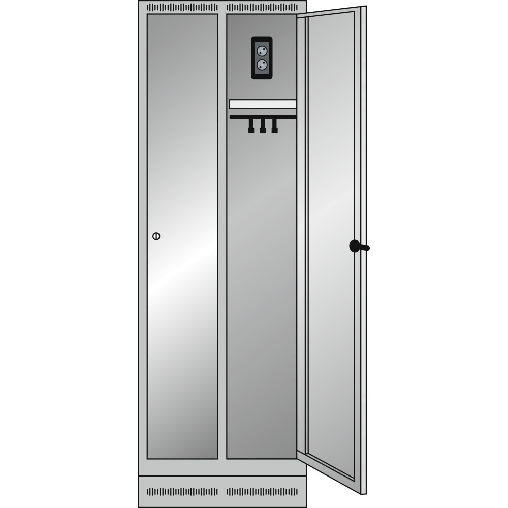 Číslo obrázka výrobku 2: Thur Metall nabíjacia skriňa na batérie s garderóbami, v × š × h 1 800 mm × 600 mm × 500 mm, zámok na kľúč, holubia modrá/svetlomodrá