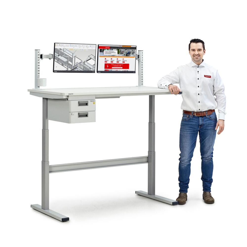 Číslo obrázka výrobku 3: Pracovný stôl TRESTON TED, elektricky výškovo nastaviteľný, v × š × h 630 – 1 270 × 900 × 800 mm