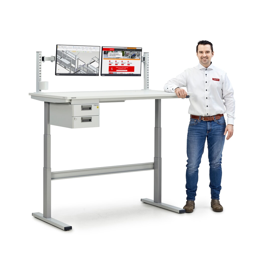 Pracovný stôl TRESTON TED, ESD, elektricky výškovo nastaviteľný, v × š × h 630 – 1 270 × 900 × 800 mm Číslo obrázka výrobku 3: Pracovný stôl TRESTON TED, ESD, elektricky výškovo nastaviteľný, v × š × h 630 – 1 270 × 900 × 800 mm