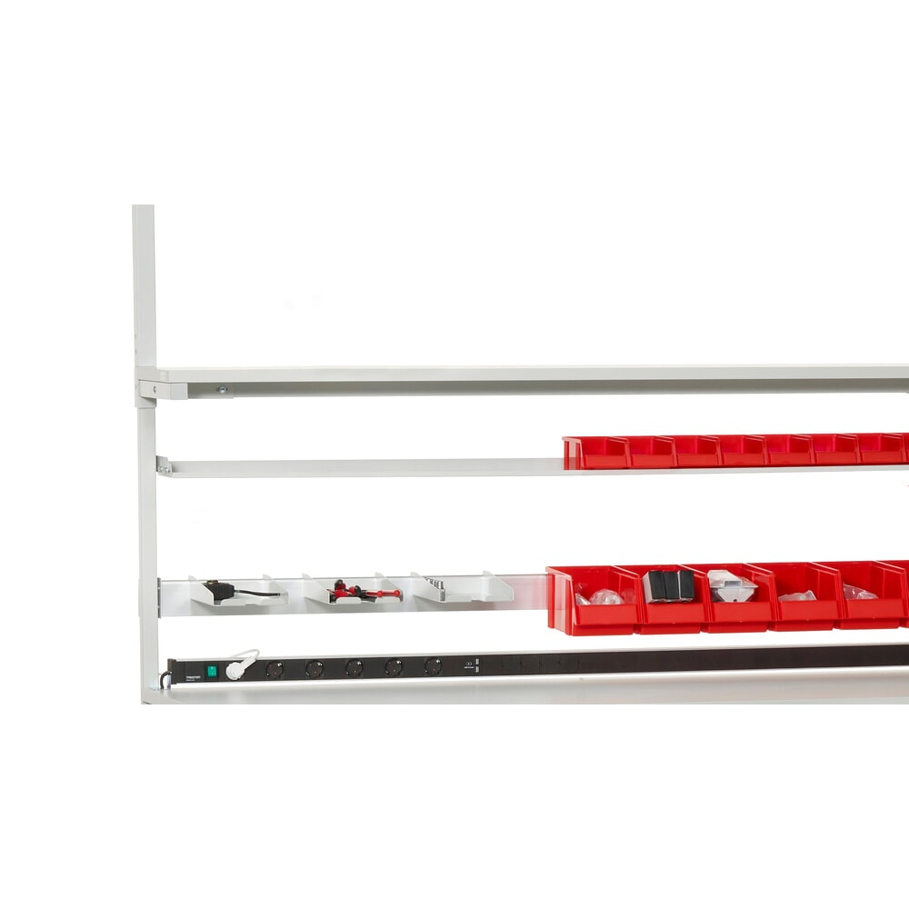 Číslo obrázka výrobku 3: Odkladacia polica na skladovacie boxy, Š x H 1419 x 145 mm, pre stoly so šírkou 1500 mm