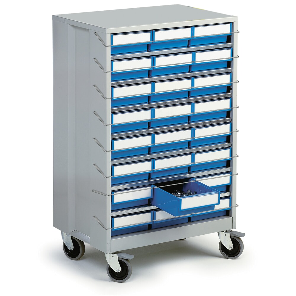 Číslo obrázka výrobku 5: Súprava koliesok pre zásuvkové zásobníky 870 x 605 x 410 mm, 4 ovládateľné kolieska, 2 s brzdou
