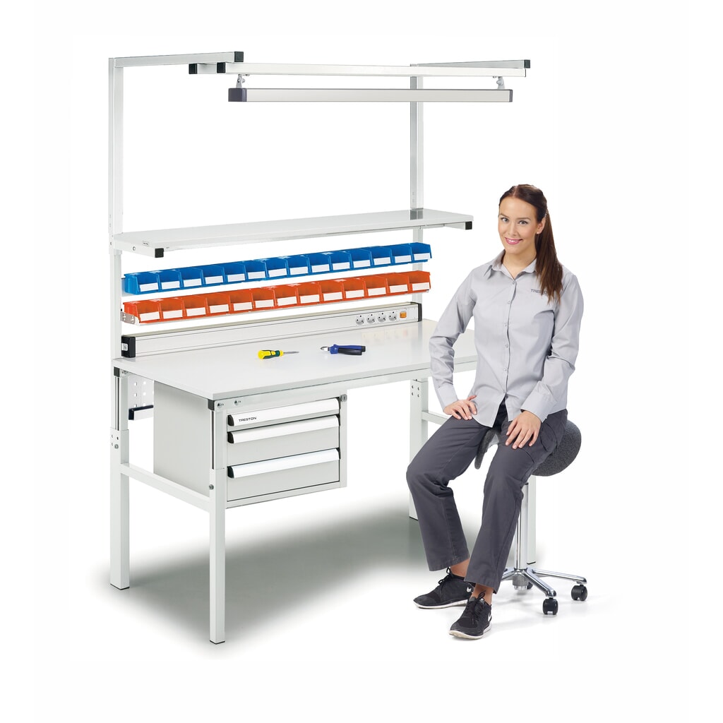 Pracovný stôl TRESTON s etážovou policou, výškovo nastaviteľný, nosnosť 300 kg, š × h 1 200 × 700 mm Číslo obrázka výrobku 5: Pracovný stôl TRESTON s etážovou policou, výškovo nastaviteľný, nosnosť 300 kg, š × h 1 200 × 700 mm