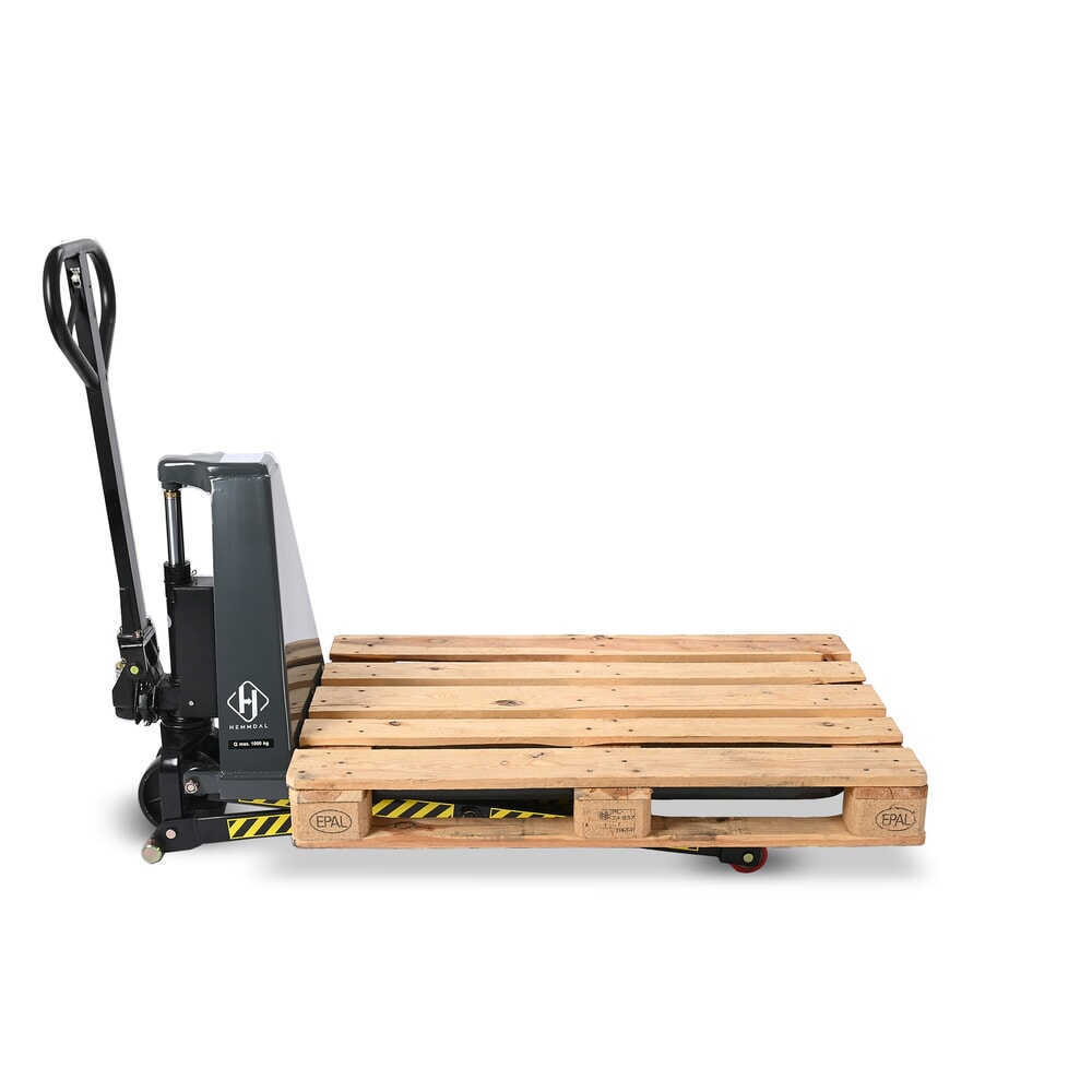 Číslo obrázka výrobku 12: Nožnicový zdvíhací stôl HEMMDAL PTM 1.0 Scissor, nosnosť 1 000 kg, dĺžka vidlíc 1 150 mm, polyuretán, jednoduché koliesko