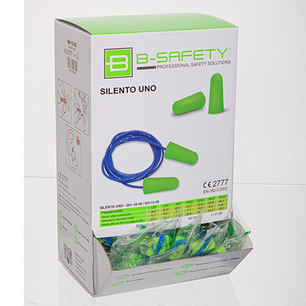 Číslo obrázka výrobku 3: B-Safety SILENTO UNO jednorazové zátky do uší so šnúrou, 100 párov/balenie