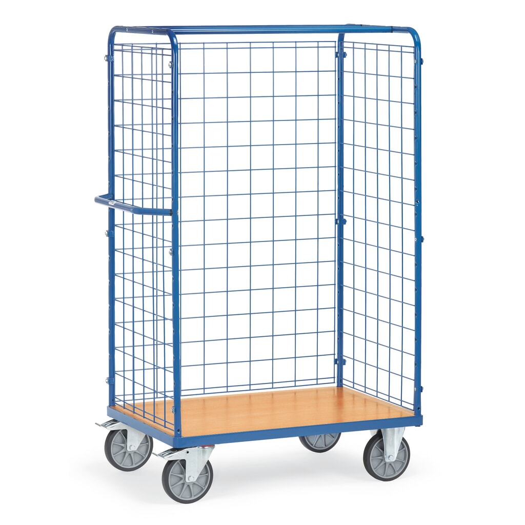 Vozík na balíky fetra®, 3-stranný s mriežkovanou stenou, ložná plocha š × h 1 000 × 600 mm, výška 1 800 mm Číslo obrázka výrobku 1: Vozík na balíky fetra®, 3-stranný s mriežkovanou stenou, ložná plocha š × h 1 000 × 600 mm, výška 1 800 mm