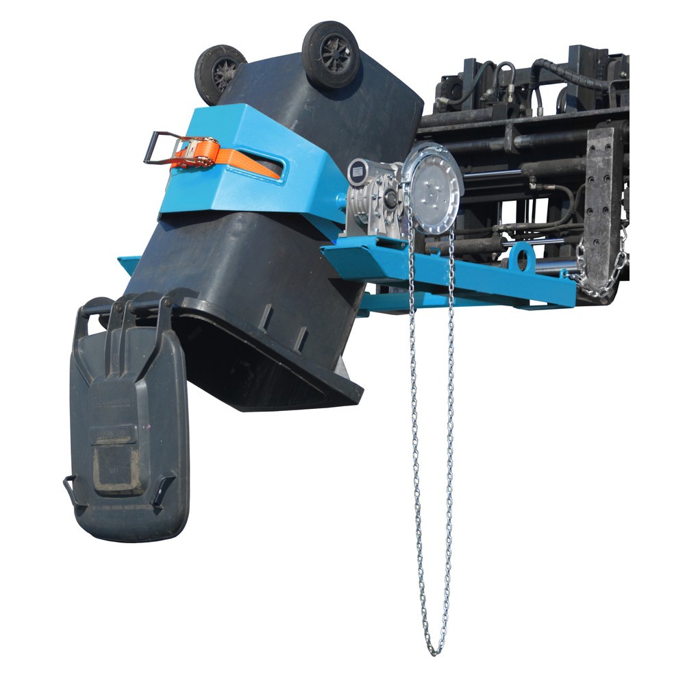 Číslo obrázka výrobku 1: Bauer® Naklápače sudov, nosnosť 300 kg, pre sud s Ø 350-600 mm, nekonečná reťaz, RAL 5012 svetlomodrá