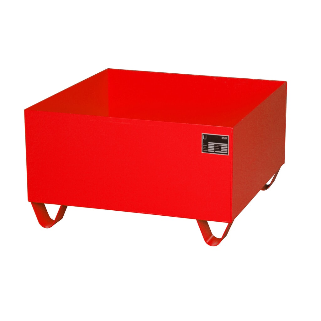 Bauer® záchytná vaňa z ocele, výška zasunutia 100 mm, v × š × h 465 × 800 × 800 mm, bez mriežkovaného roštu, pre 1 sud s objemom 200 l, ohnivočervená Obrázok výrobku: Bauer® záchytná vaňa z ocele, výška zasunutia 100 mm, v × š × h 465 × 800 × 800 mm, bez mriežkovaného roštu, pre 1 sud s objemom 200 l, ohnivočervená