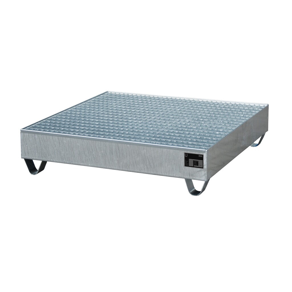 Bauer® záchytná vaňa z ocele, výška zasunutia 100 mm, v × š × h 285 × 1 200 × 1 200 mm, vrátane mriežkovaného roštu, pre 4 sudy s objemom 200 l, žiarovo pozinkovaná Obrázok výrobku: Bauer® záchytná vaňa z ocele, výška zasunutia 100 mm, v × š × h 285 × 1 200 × 1 200 mm, vrátane mriežkovaného roštu, pre 4 sudy s objemom 200 l, žiarovo pozinkovaná
