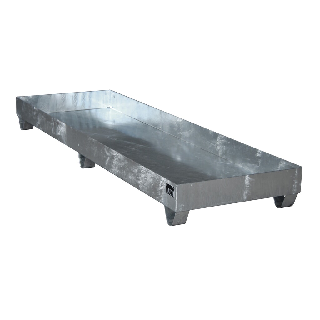 Bauer® záchytná vaňa z ocele, výška zasunutia 100 mm, v × š × h 250 × 2 400 × 800 mm, bez mriežkovaného roštu, pre 4 sudy s objemom 200 l, žiarovo pozinkovaná Obrázok výrobku: Bauer® záchytná vaňa z ocele, výška zasunutia 100 mm, v × š × h 250 × 2 400 × 800 mm, bez mriežkovaného roštu, pre 4 sudy s objemom 200 l, žiarovo pozinkovaná