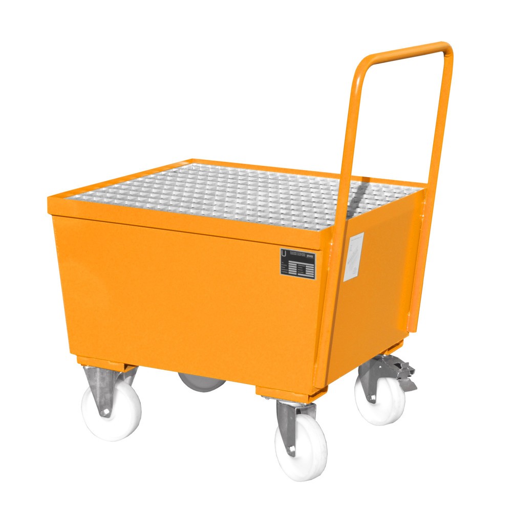 Obrázok výrobku: Bauer® Odkvapkávacia vaňa, pojazdná, 1x 200 l stojaca, objem zachytenia 215 l, žlto-oranžová