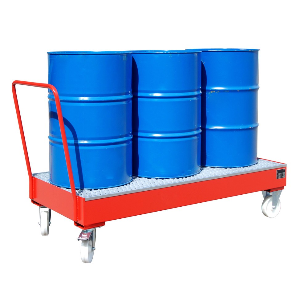Obrázok výrobku: Bauer® Odkvapkávacia vaňa, pojazdná, 3x 200 l stojaca, objem zachytenia 202 l, ohnivočervená