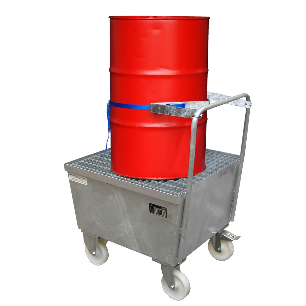 Číslo obrázka výrobku 2: Bauer® Odkvapkávacia vaňa, pojazdná, 1 x 200 l stojaca, objem zachytenia 215 l, žiarovo pozinkovaná