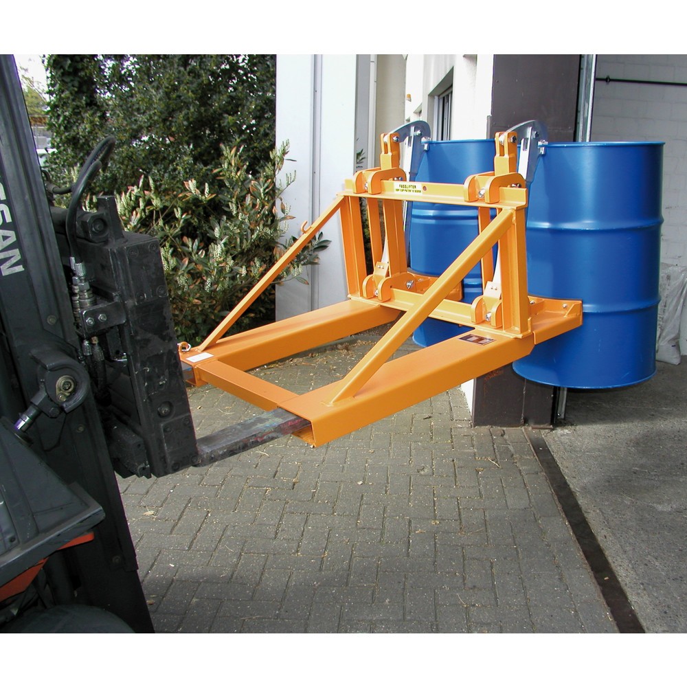 Číslo obrázka výrobku 2: Bauer® Podávač sudov, oceľové a plastové L-valcové sudy, nosnosť 1 600 kg, RAL 2000 žlto-oranžová