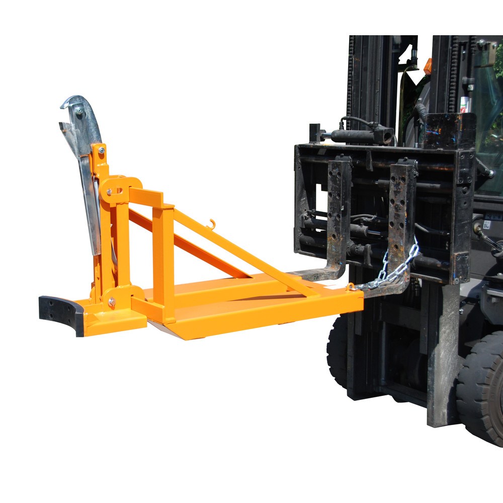 Obrázok výrobku: Bauer® Podávač sudov, oceľové a plastové L-valcové sudy, nosnosť 800 kg, RAL 2000 žlto-oranžová