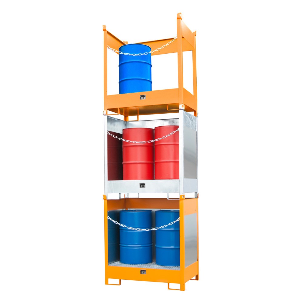 Číslo obrázka výrobku 3: Bauer® Skladovacia/prepravná paleta na odkvapkávacej vani, v x š x h 1 495 x 1 410 x 920 mm, uzavretá, žlto-oranžová