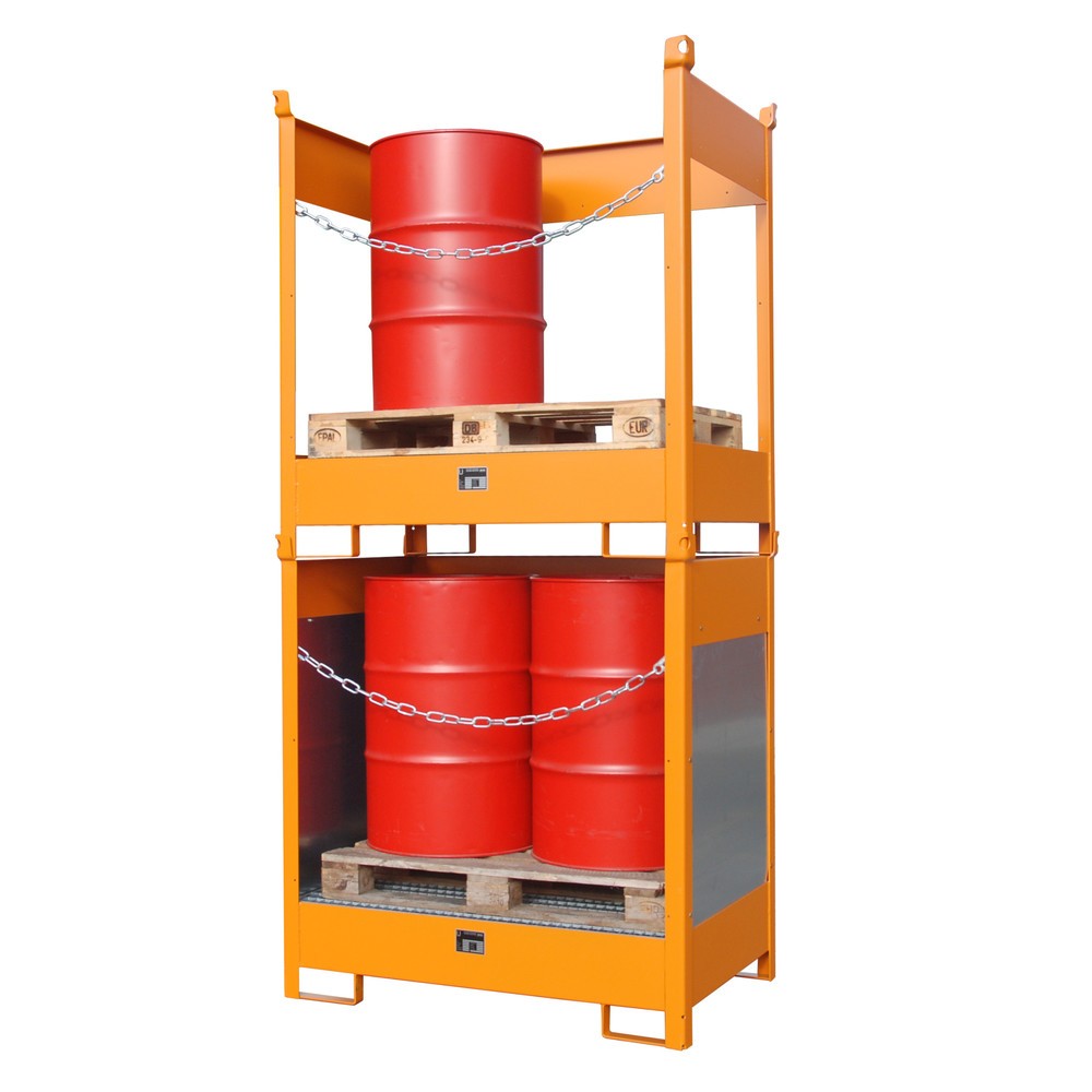 Číslo obrázka výrobku 4: Bauer® Skladovacia/prepravná paleta na odkvapkávacej vani, v x š x h 1 495 x 1 410 x 920 mm, uzavretá, žlto-oranžová