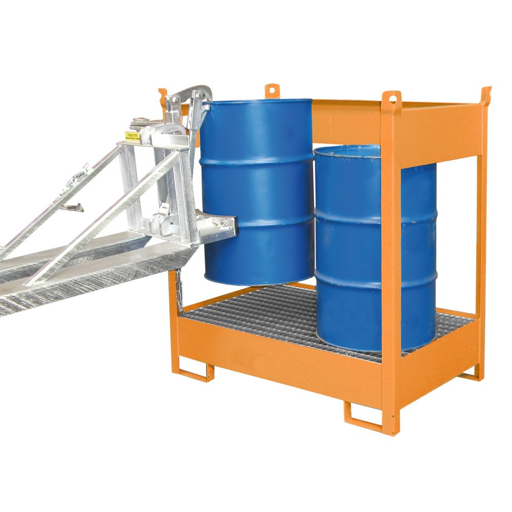 Číslo obrázka výrobku 2: Bauer® Skladovacia/prepravná paleta na odkvapkávacej vani, v x š x h 1 495 x 1 410 x 920 mm, otvorená, žlto-oranžová