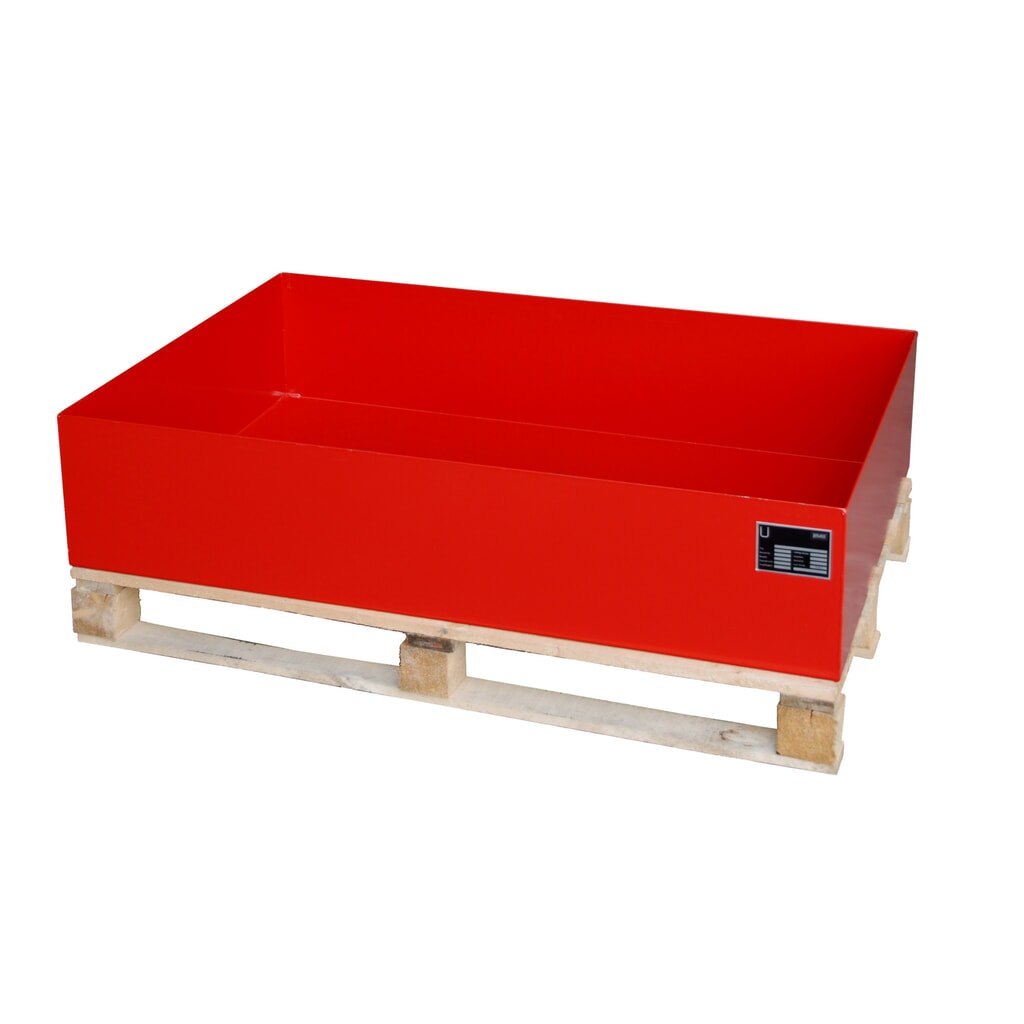Bauer® Vaňa na nasadenie na paletu, v x š x h 260 x 800 x 1 200 mm, bez mrežového roštu, ohnivočervená Obrázok výrobku: Bauer® Vaňa na nasadenie na paletu, v x š x h 260 x 800 x 1 200 mm, bez mrežového roštu, ohnivočervená