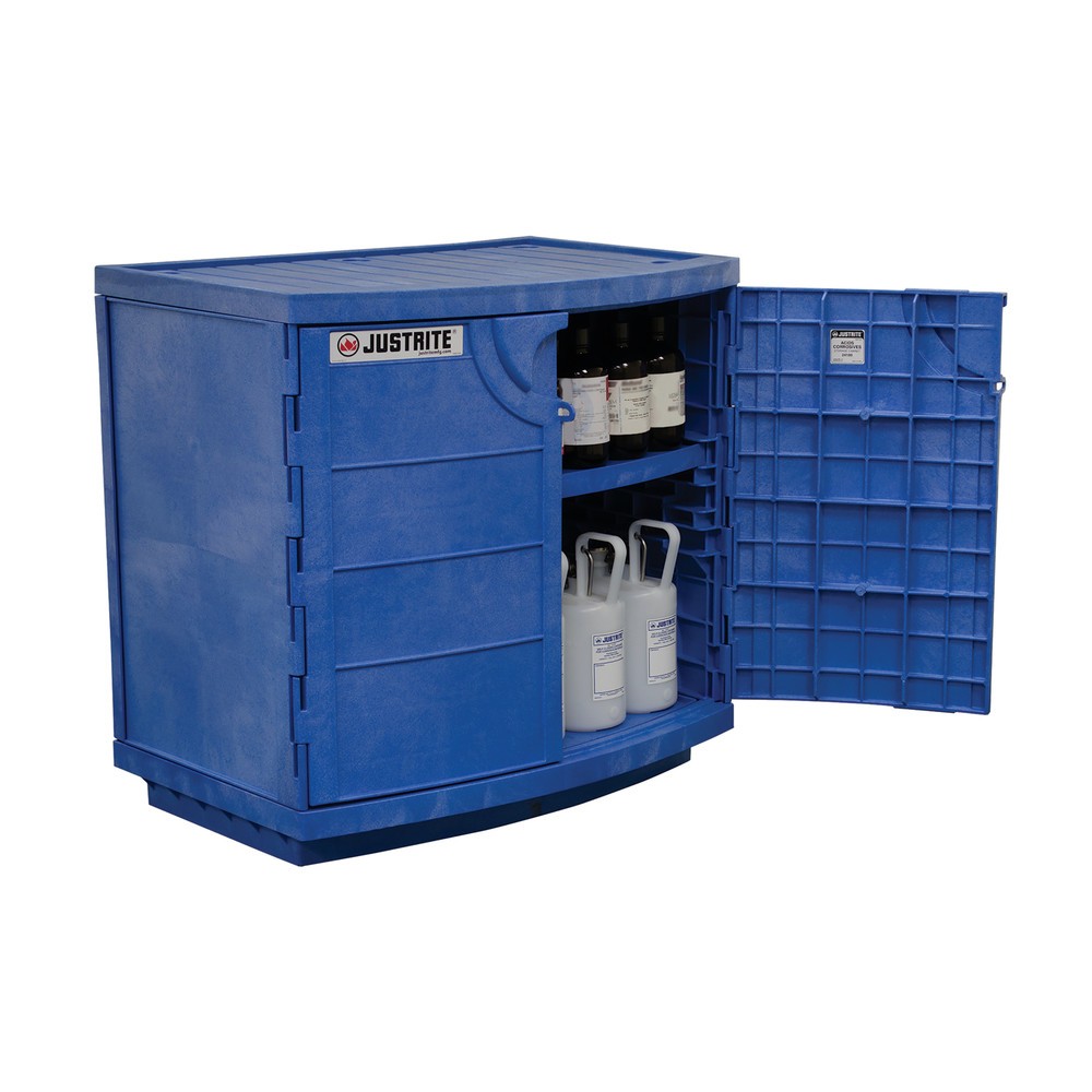Číslo obrázka výrobku 3: Justrite® PE bezpečnostná skrinka pre korozívne chemikálie, V x Š x H 900 x 910 x 640 mm, 1 polica, ručné zatváranie