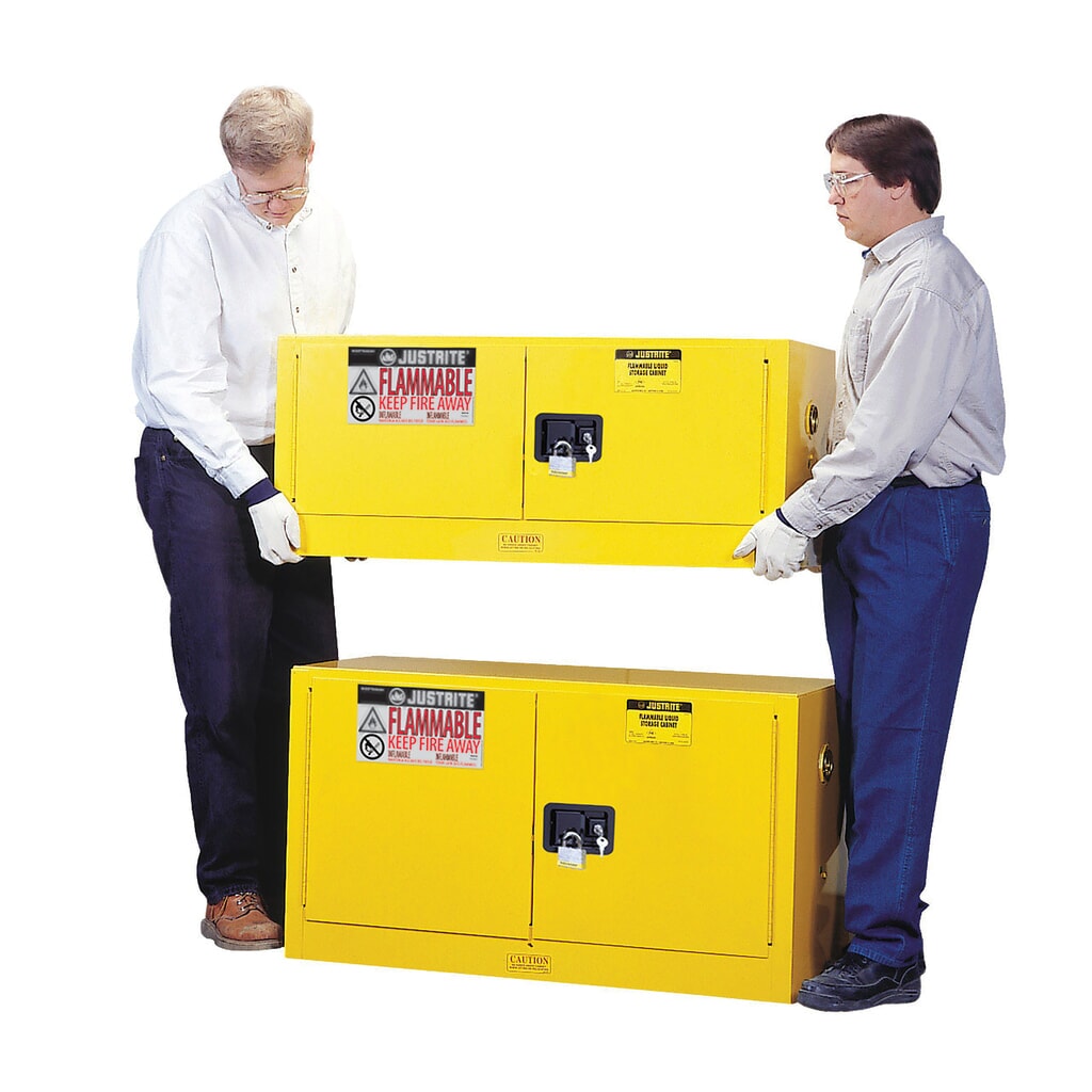 Číslo obrázka výrobku 2: Justrite® protipožiarná skriňa Piggyback Sure-Grip® FM, v × š × h 610 × 1090 × 460 mm, 1 nastaviteľná polica, manuálne zatváranie
