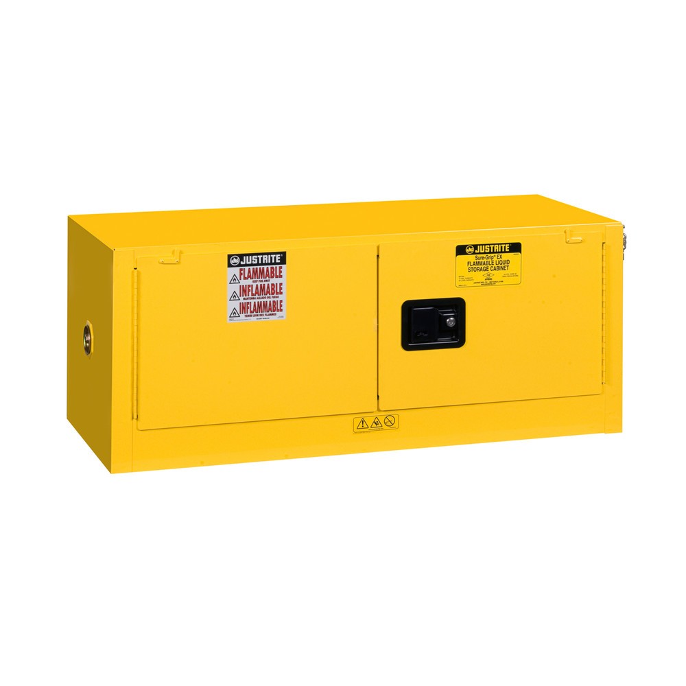 Číslo obrázka výrobku 1: Justrite® Bezpečnostná skrinka Piggyback Sure-Grip® FM, V x Š x H 460 x 1,090 x 460 mm, bez police, samozatváracia