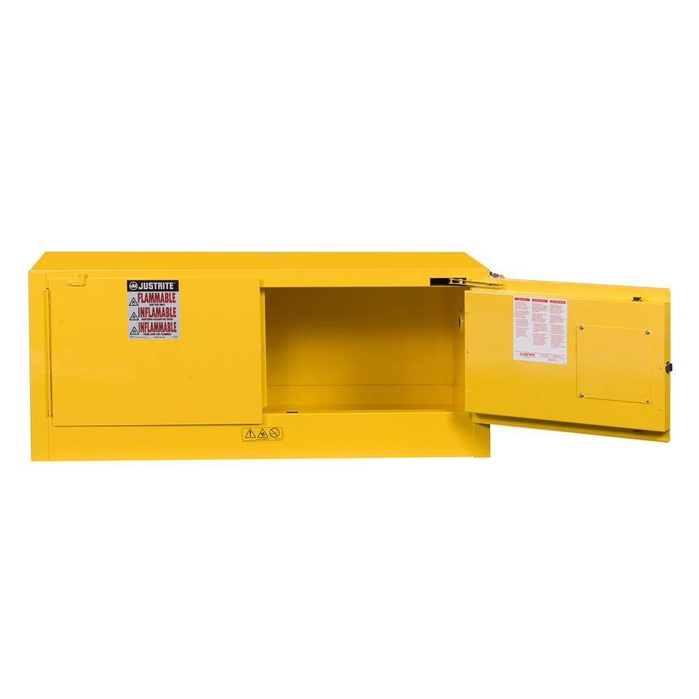 Číslo obrázka výrobku 2: Justrite® Bezpečnostná skrinka Piggyback Sure-Grip® FM, V x Š x H 460 x 1,090 x 460 mm, bez police, samozatváracia