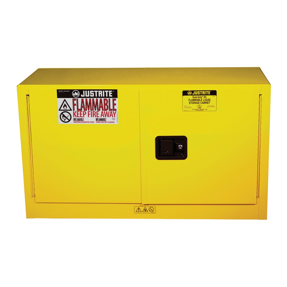 Číslo obrázka výrobku 1: Justrite® Piggyback Sure-Grip® FM Bezpečnostná skrinka, V x Š x H 610 x 1,090 x 460 mm, 1 polica, samozatváracia