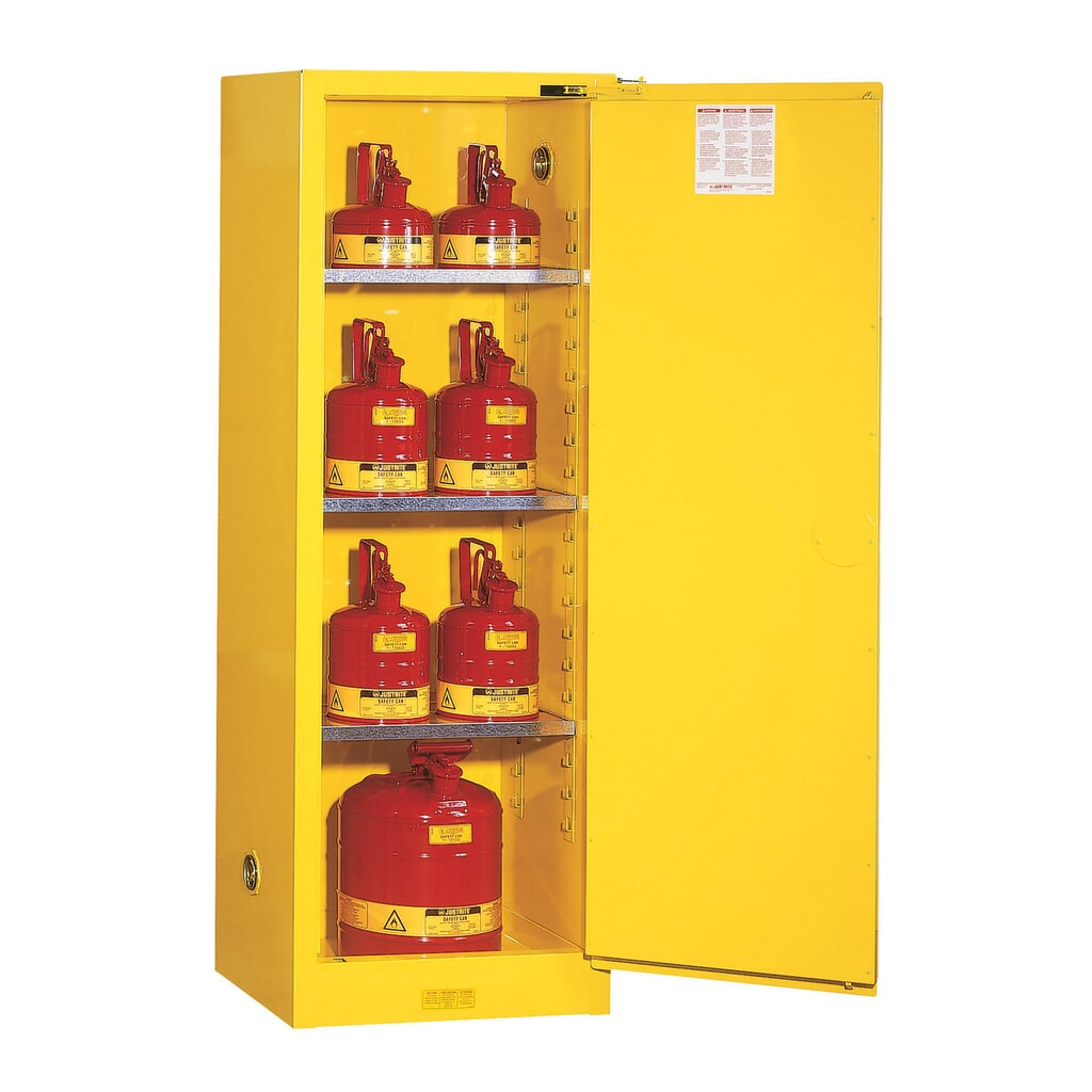 Justrite® protipožiarná skriňa Slimline Sure-Grip® FM, v × š × h 1650 × 590 × 460 mm, 3 police, samozatváracie Číslo obrázka výrobku 2: Justrite® protipožiarná skriňa Slimline Sure-Grip® FM, v × š × h 1650 × 590 × 460 mm, 3 police, samozatváracie