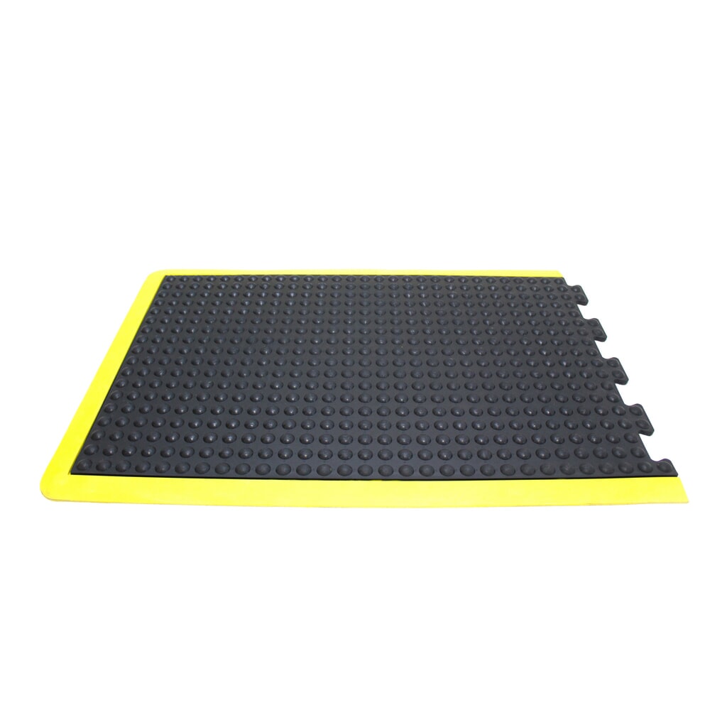 COBA Protiúnavová rohož Bubblemat Safety, koncový kus, š × h 600 × 900 mm, čierno-žltá Obrázok výrobku: COBA Protiúnavová rohož Bubblemat Safety, koncový kus, š × h 600 × 900 mm, čierno-žltá