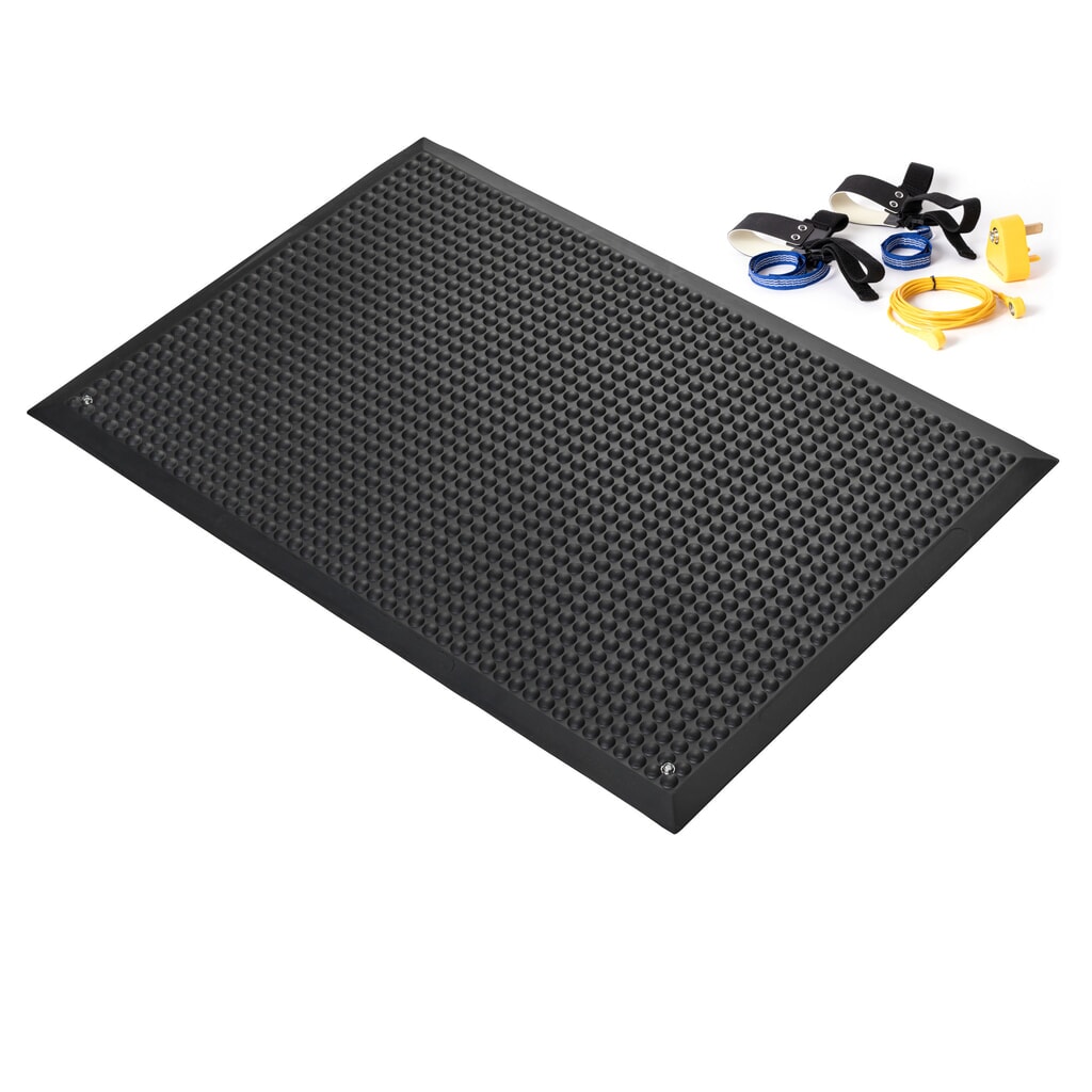 COBA Protiúnavová rohož COBAelite® ESD, s uzemňovacím káblom, š × h 600 × 900 mm, čierna Obrázok výrobku: COBA Protiúnavová rohož COBAelite® ESD, s uzemňovacím káblom, š × h 600 × 900 mm, čierna