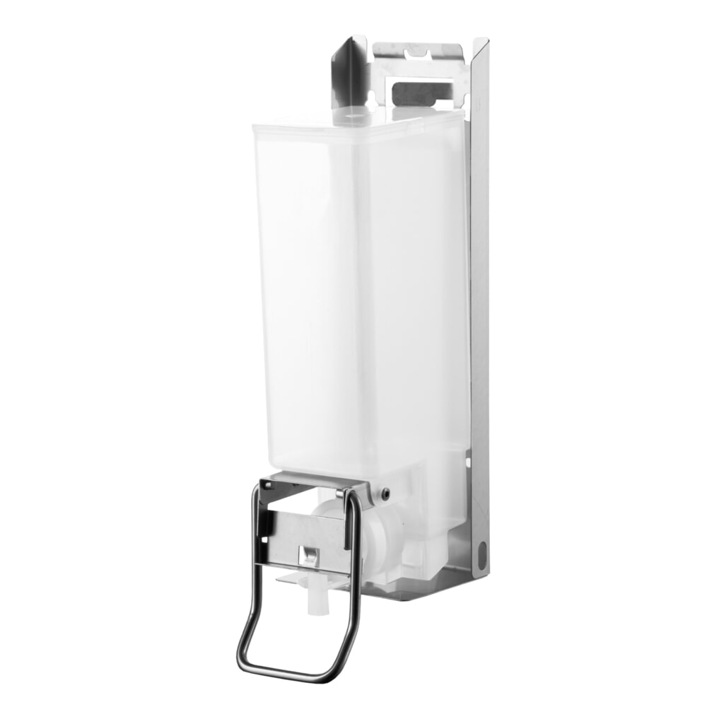 Dávkovač mydla a dezinfekčného prostriedku Air-Wolf série Omega na 1 200 ml tekutého mydla, resp. 1 000 ml dezinfekčného prostriedku