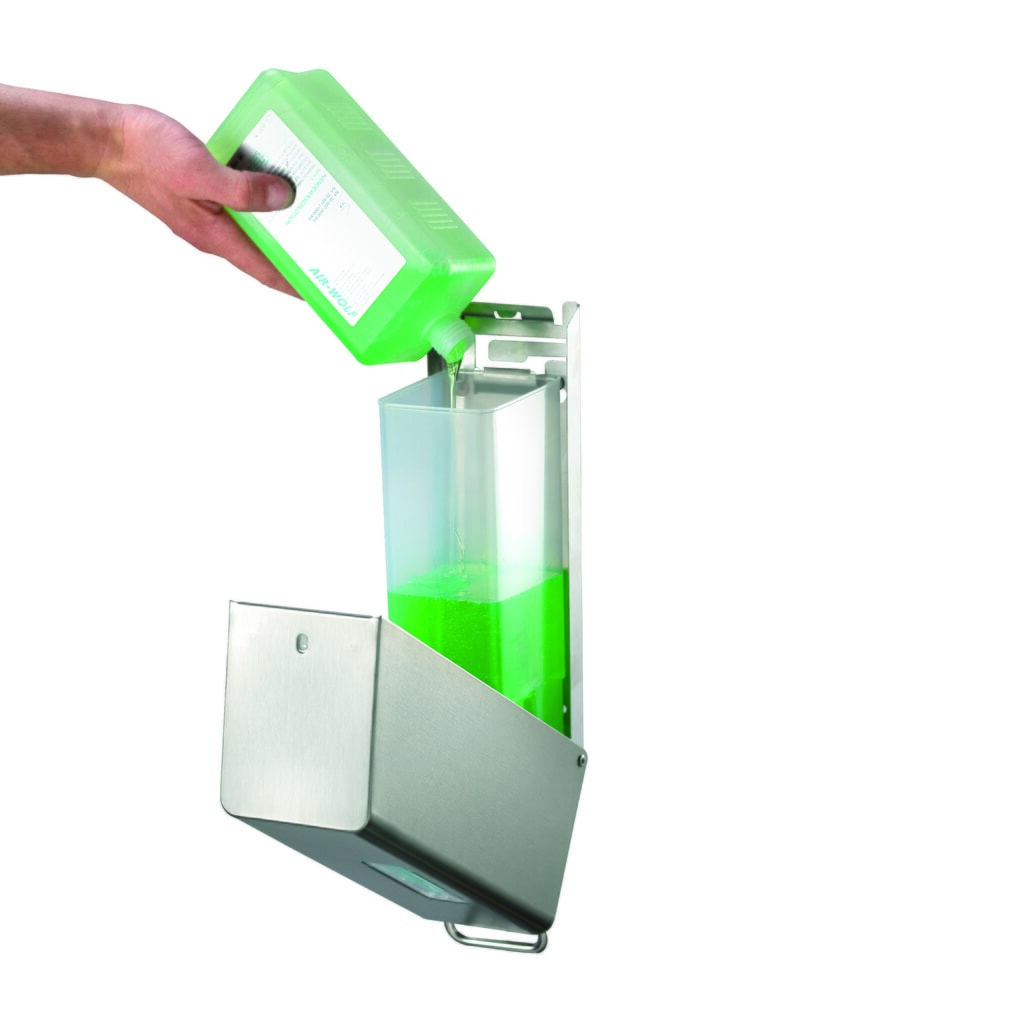 Dávkovač mydla a dezinfekčného prostriedku Air-Wolf série Omega z brúsenej nehrdzavejúcej ocele na 600 ml krému na umývanie rúk, resp. dezinfekčného prostriedku Číslo obrázka výrobku 2: Dávkovač mydla a dezinfekčného prostriedku Air-Wolf série Omega z brúsenej nehrdzavejúcej ocele na 600 ml krému na umývanie rúk, resp. dezinfekčného prostriedku